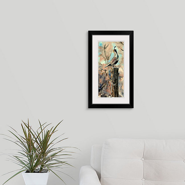 "Quail Morning Call" A ltd. edition s/n Giclee watercolor print of California quail art - by Andy Sewell