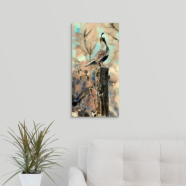 "Quail Morning Call" A ltd. edition s/n Giclee watercolor print of California quail art - by Andy Sewell