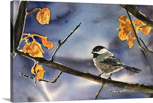 "November Chickadee"- An 8x12 Giclee from watercolor