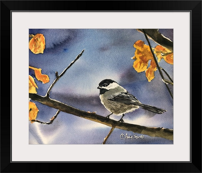 "November Chickadee"- An 8x12 Giclee from watercolor