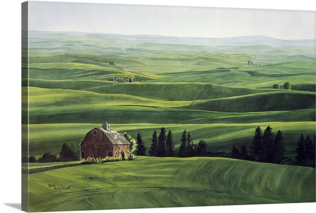 "Palouse Country Classic" - A ltd. edition Giclee reprod. from an Original watercolor of the Northwest Palouse country landscape - by Andy Sewell