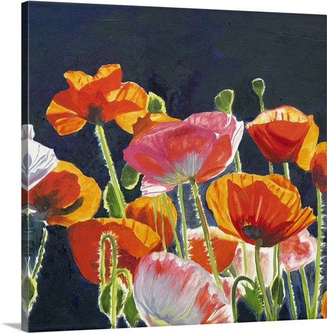"Poppy Dance" - 16"x35" ltd. ed. s/n Giclee art print from an Original oil painting of poppies glowing in the sun - Andy Sewell