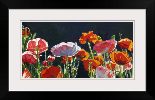"Poppy Dance" - 16"x35" ltd. ed. s/n Giclee art print from an Original oil painting of poppies glowing in the sun - Andy Sewell