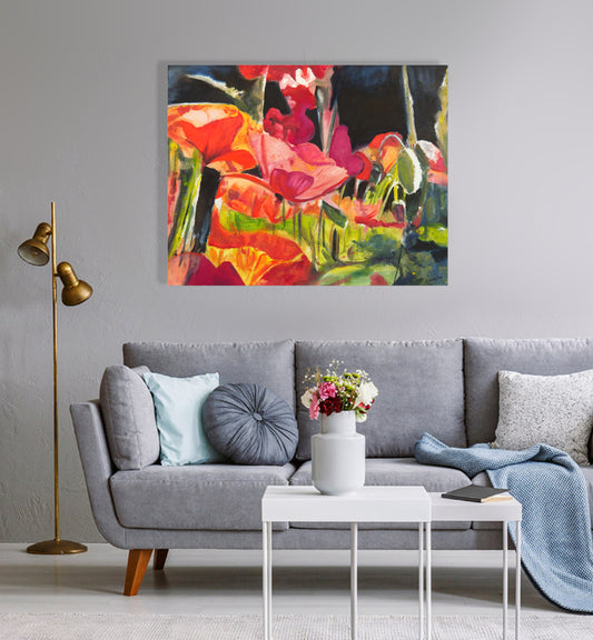 "Poppy Daze" - 30"x38" Original Acrylic Painting