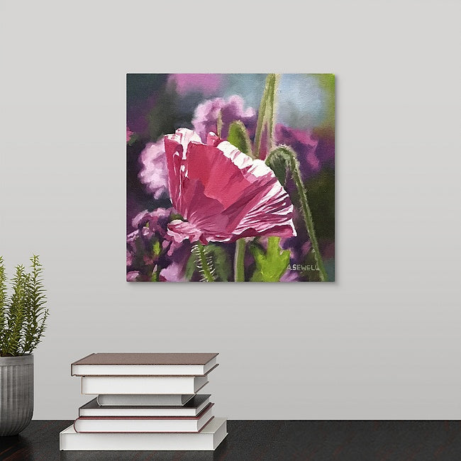 "Poppy Triplets - Purple" - 10"x10" signed Giclee art print from oil painting.
