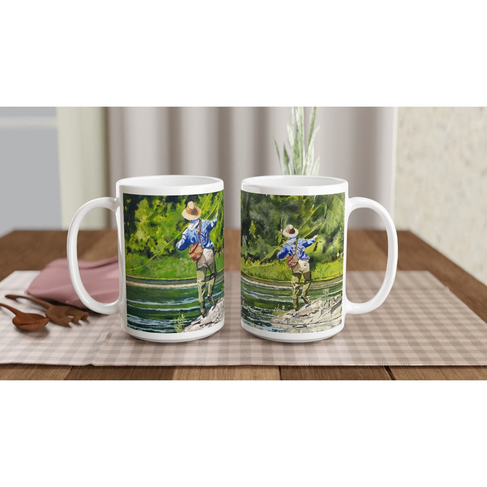 Fine Art Mug "River Dance" fisherman Mug, Fly fishing Fishing Coffee Mug