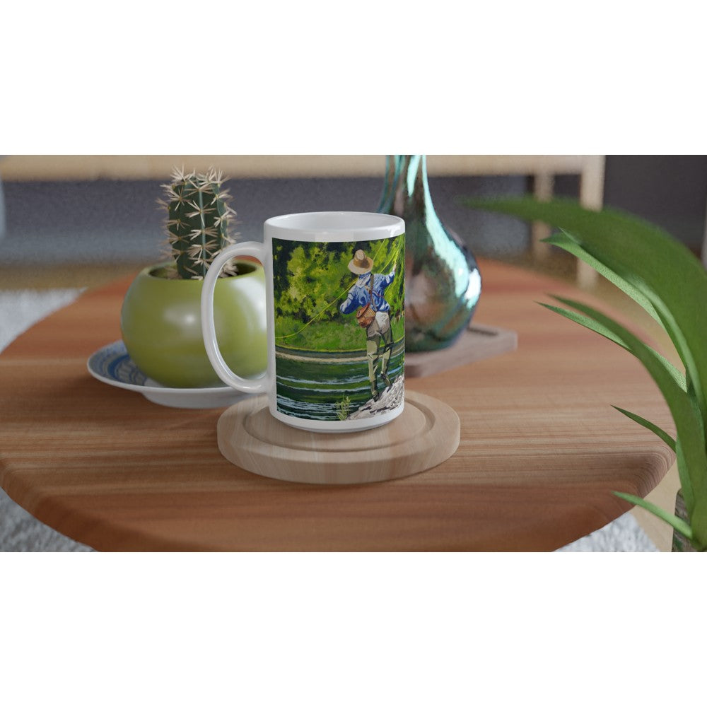 Fine Art Mug "River Dance" fisherman Mug, Fly fishing Fishing Coffee Mug
