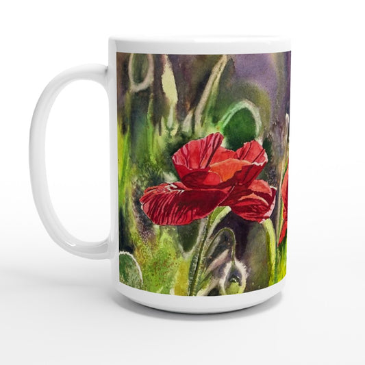 Fine Art Mug "Red Poppy Trio" flower Mug, Gardeners Mug, Red Poppy Mug, Poppy Coffee Mug, Poppy Gifts For mom, Poppy birthday gift