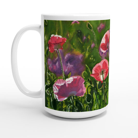 Fine Art Mug "Poppy Party" flower Mug, Gardeners Mug, Red Poppy Mug, Poppy Coffee Mug, Poppy Gifts For mom, Poppy birthday gift