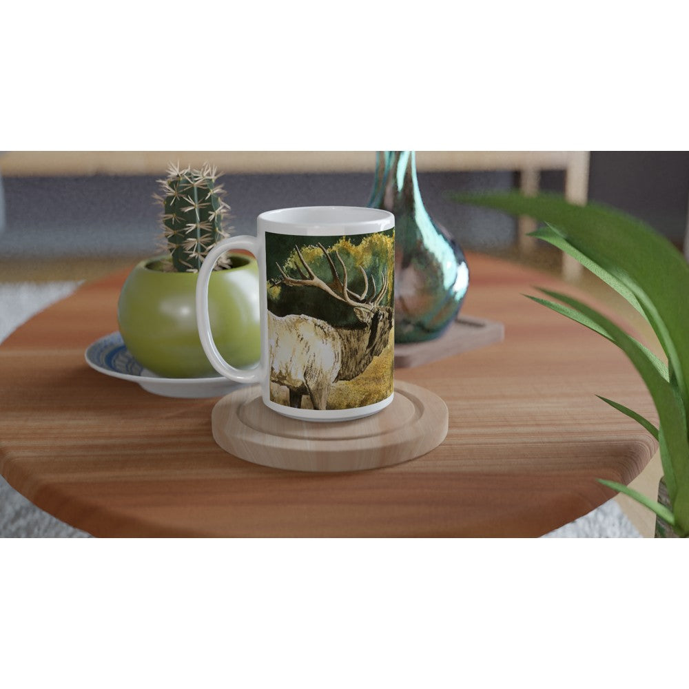 Fine Art Mug "Misty Morn Bull Elk" Elk Mug, Big Game Mug, Elk Hunter Coffee Mug