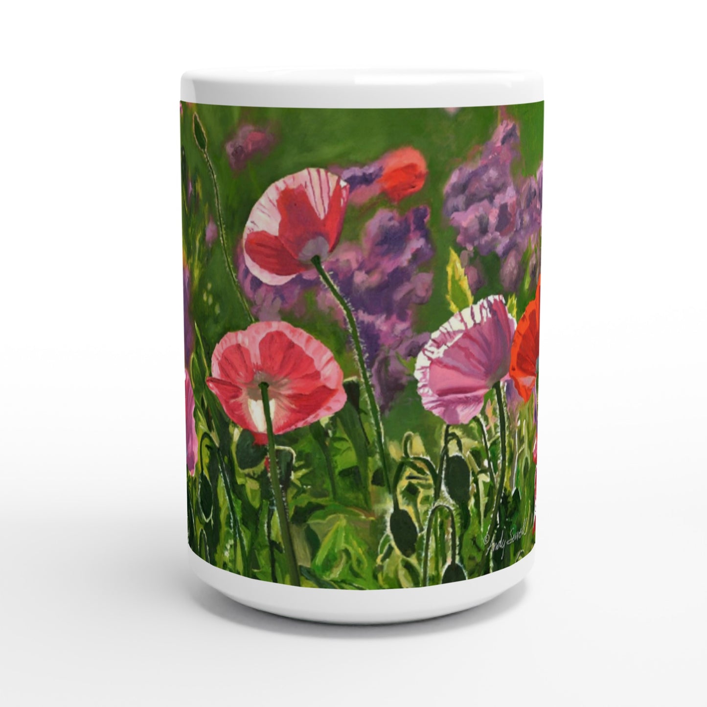 Fine Art Mug "Poppy Party" flower Mug, Gardeners Mug, Red Poppy Mug, Poppy Coffee Mug, Poppy Gifts For mom, Poppy birthday gift