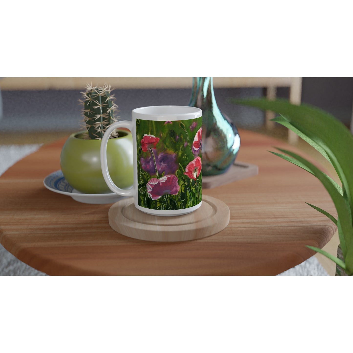 Fine Art Mug "Poppy Party" flower Mug, Gardeners Mug, Red Poppy Mug, Poppy Coffee Mug, Poppy Gifts For mom, Poppy birthday gift