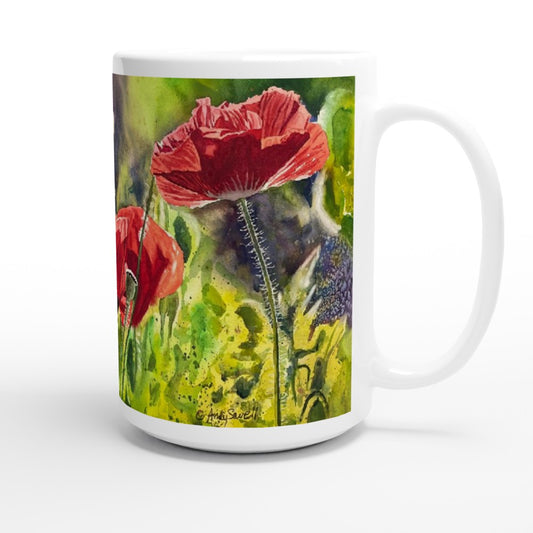Fine Art Mug "Red Poppy Trio" flower Mug, Gardeners Mug, Red Poppy Mug, Poppy Coffee Mug, Poppy Gifts For mom, Poppy birthday gift
