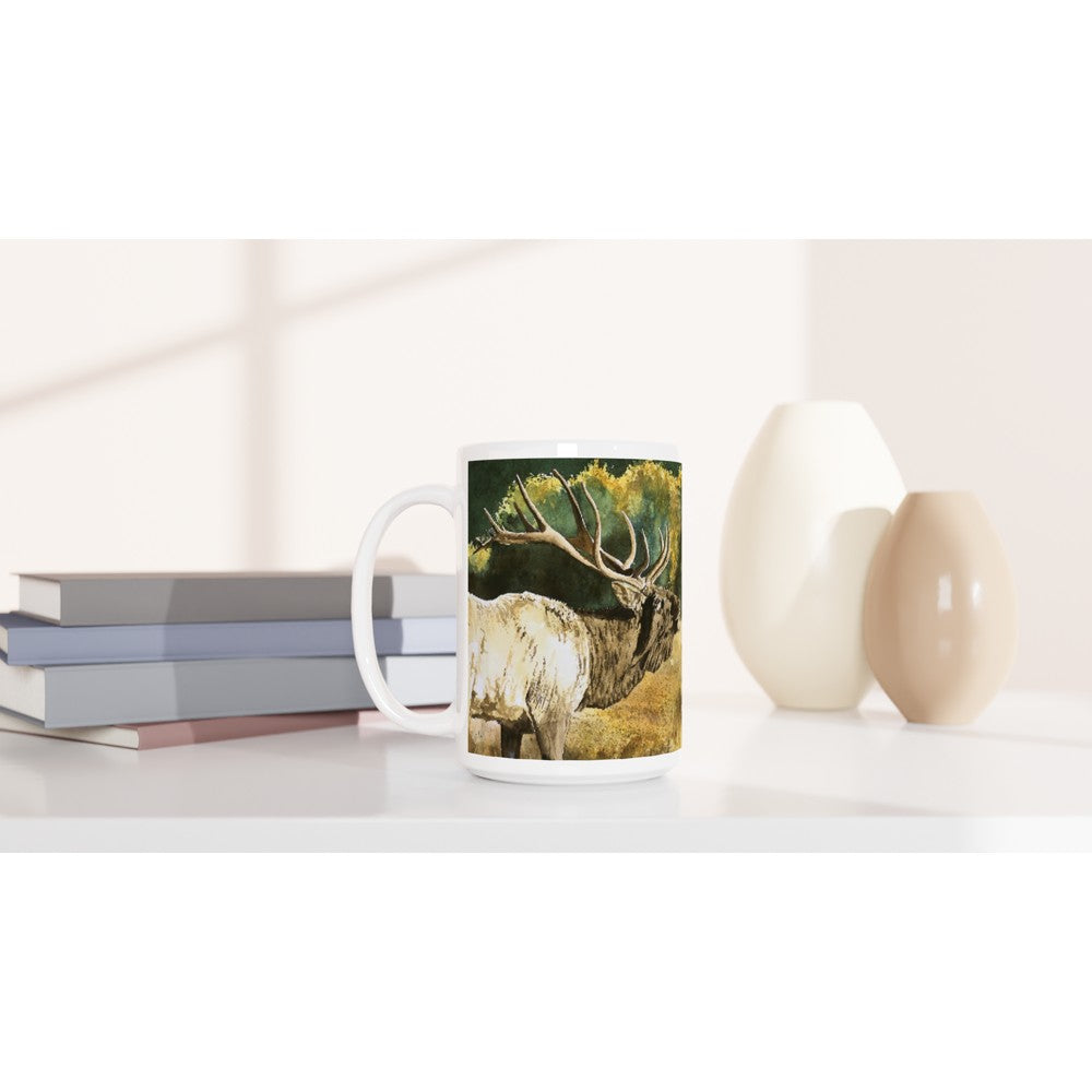Fine Art Mug "Misty Morn Bull Elk" Elk Mug, Big Game Mug, Elk Hunter Coffee Mug