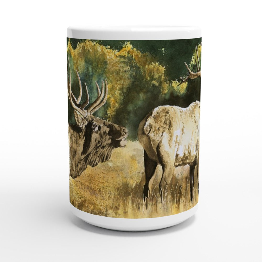 Fine Art Mug "Misty Morn Bull Elk" Elk Mug, Big Game Mug, Elk Hunter Coffee Mug