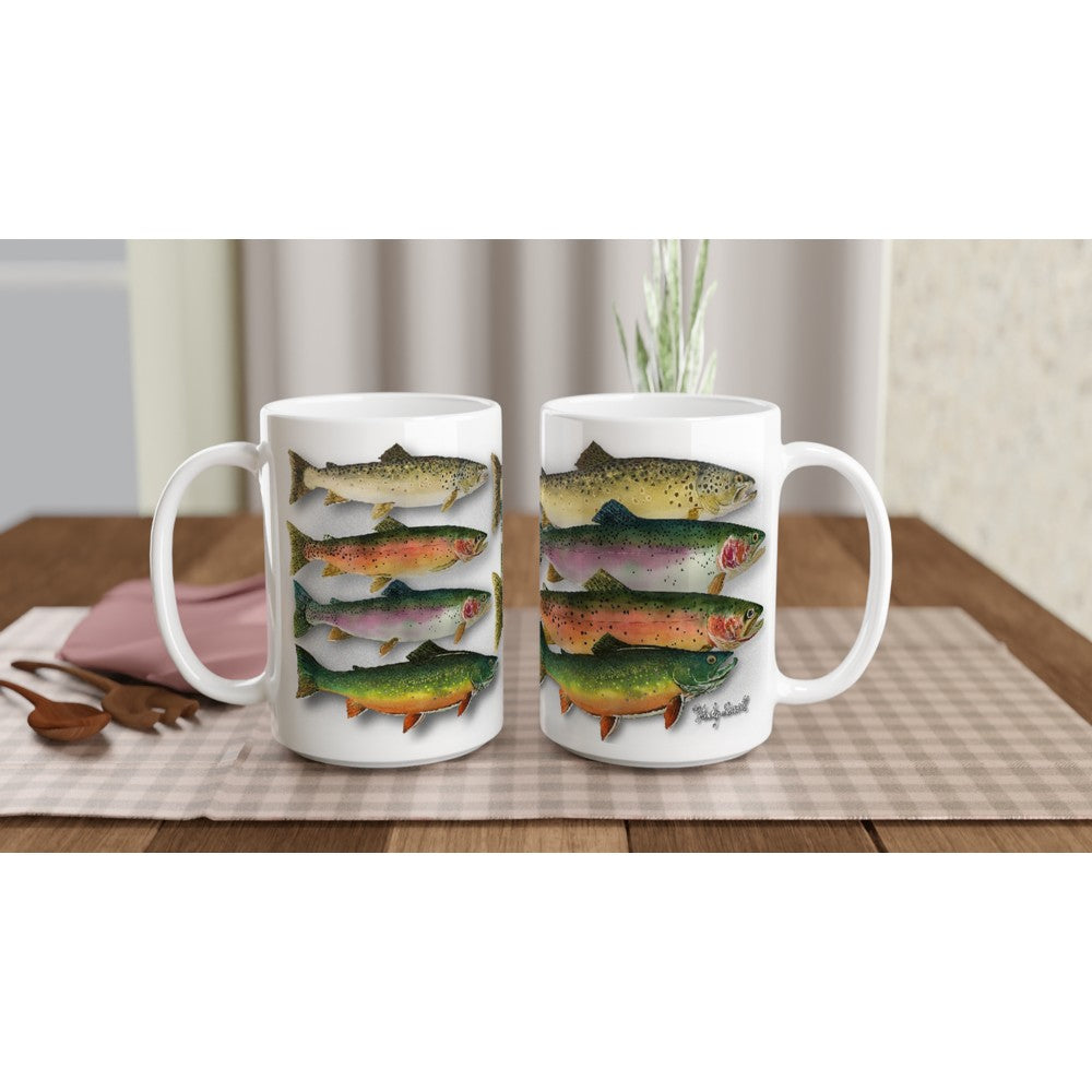 Fine Art Mug "School Colors" Trout Mug, Fisherman Mug, Trout Fishing Mug, Fish Coffee Mug, Fishing Gifts For Dad, Fishing Mug For Men