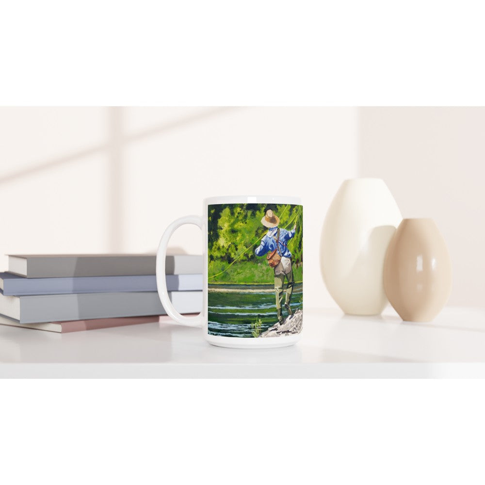 Fine Art Mug "River Dance" fisherman Mug, Fly fishing Fishing Coffee Mug