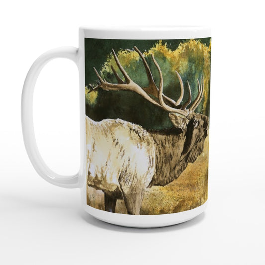 Fine Art Mug "Misty Morn Bull Elk" Elk Mug, Big Game Mug, Elk Hunter Coffee Mug