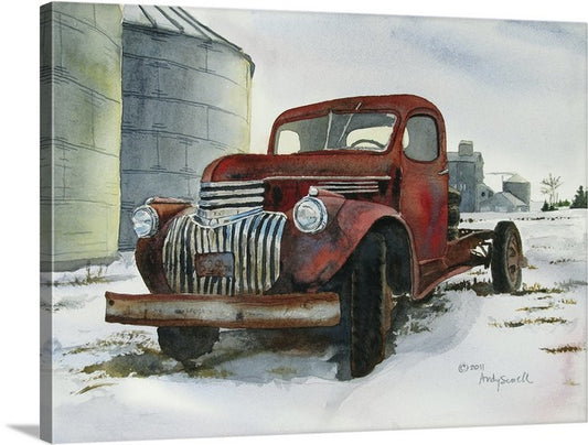 "Ready to Restore" Antique Chevy Truck Art Print - a limited edition s/n canvas or paper print ready to hang from my watercolor