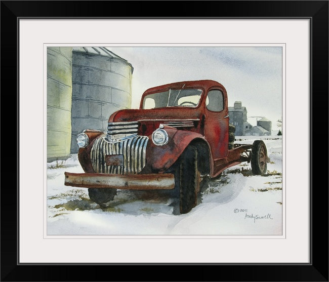 "Ready to Restore" Antique Chevy Truck Art Print - a limited edition s/n canvas or paper print ready to hang from my watercolor