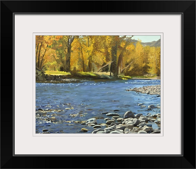 "River Gold" - 38x58 Original oil on Canvas or Giclée art print of a popular Idaho river in the fall