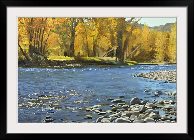 "River Gold" - 38x58 Original oil on Canvas or Giclée art print of a popular Idaho river in the fall