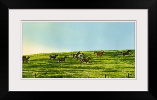 "Run in the Sun" - Original watercolor or Giclée art print of horses on the run.