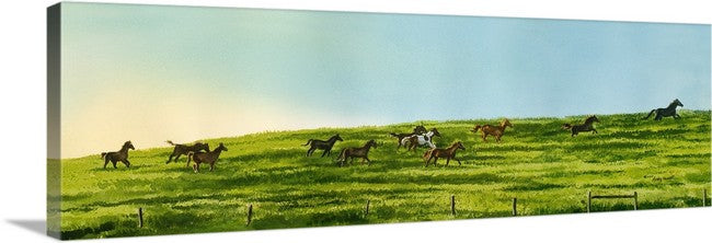 "Run in the Sun" - Original watercolor or Giclée art print of horses on the run.