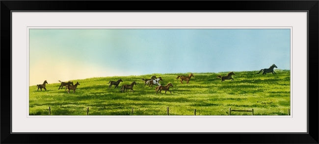 "Run in the Sun" - Original watercolor or Giclée art print of horses on the run.