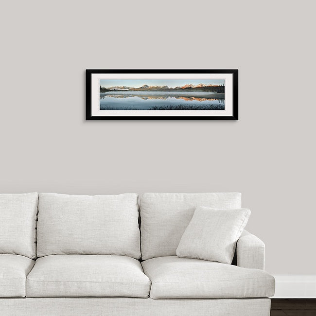 "Sawtooth Morning Mist" - Canvas or Paper Giclée art print from oil painting of Idaho's Sawtooth Mountains over Little Redfish lake.