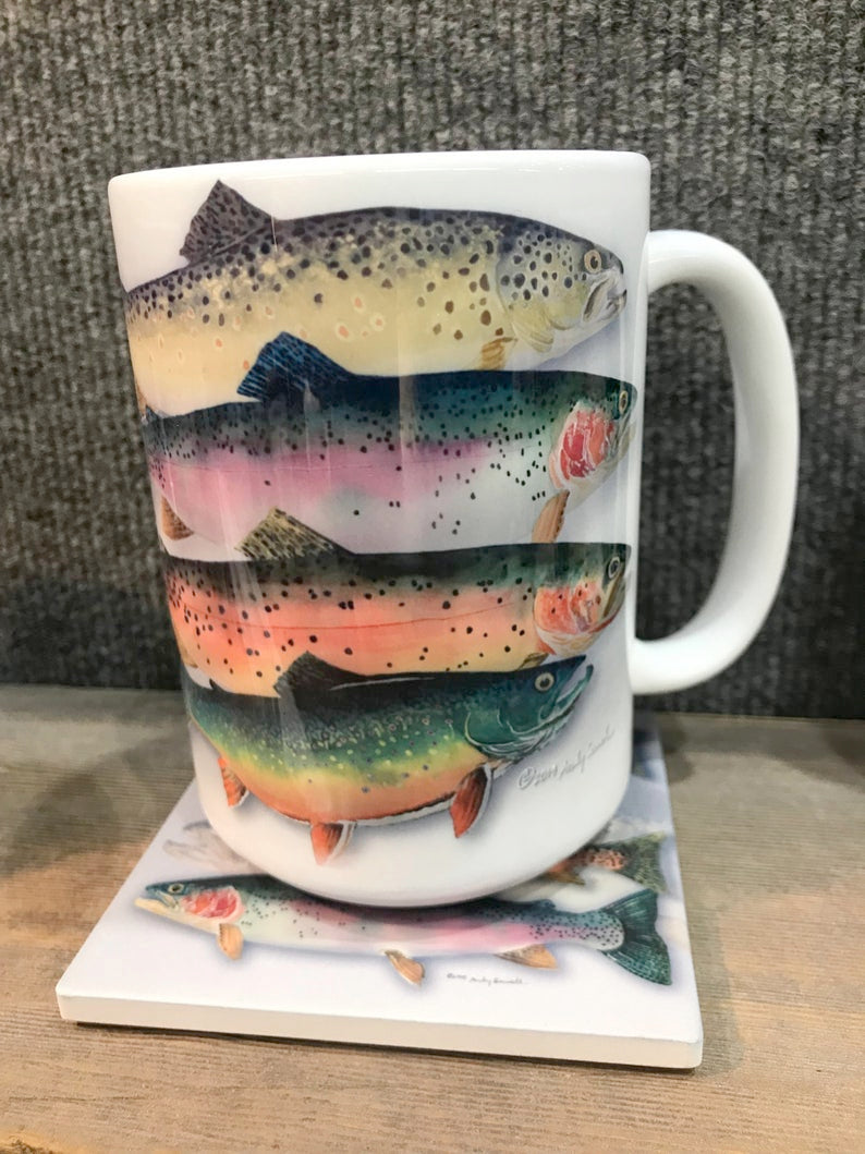 "School Colors" 15 oz. Grand Slam of Trout Coffee Mug or w/coaster