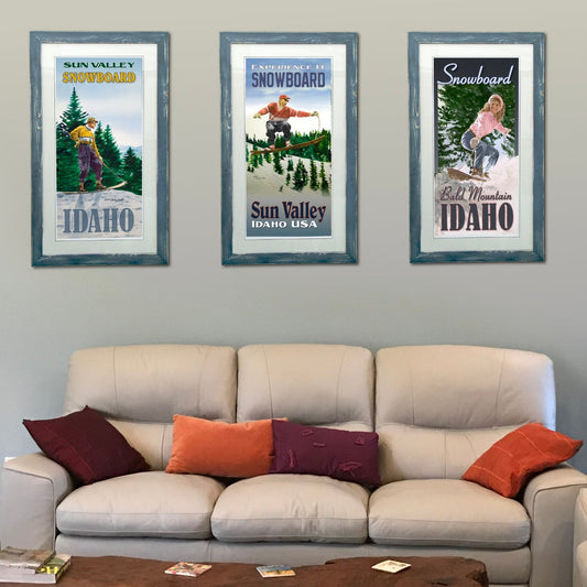 Vintage Look Ski Poster/Print "Snowboard Schweitzer" from Original watercolor