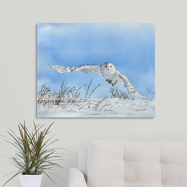 "Snowy Owl Swoop" watercolor giclee reprod. ltd. ed. s/n print