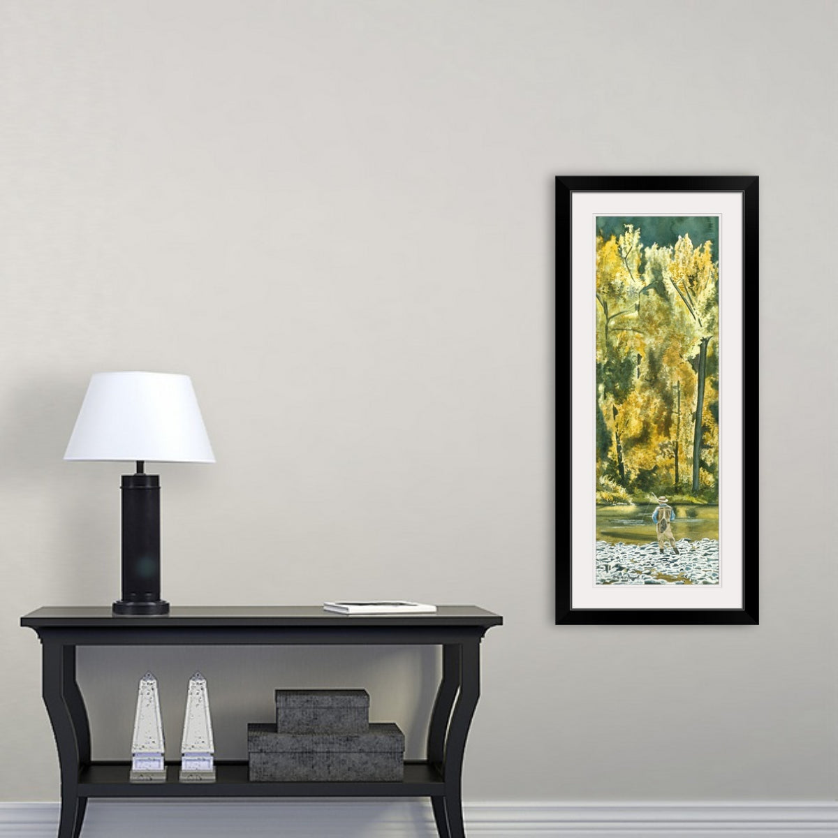 "Autumn Angler" - 8"x24" ltd ed. s/n Giclee art print from an Original watercolor by Andy Sewell