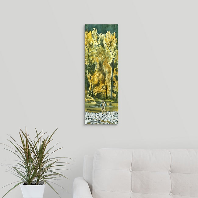 "Autumn Angler" - 8"x24" ltd ed. s/n Giclee art print from an Original watercolor by Andy Sewell
