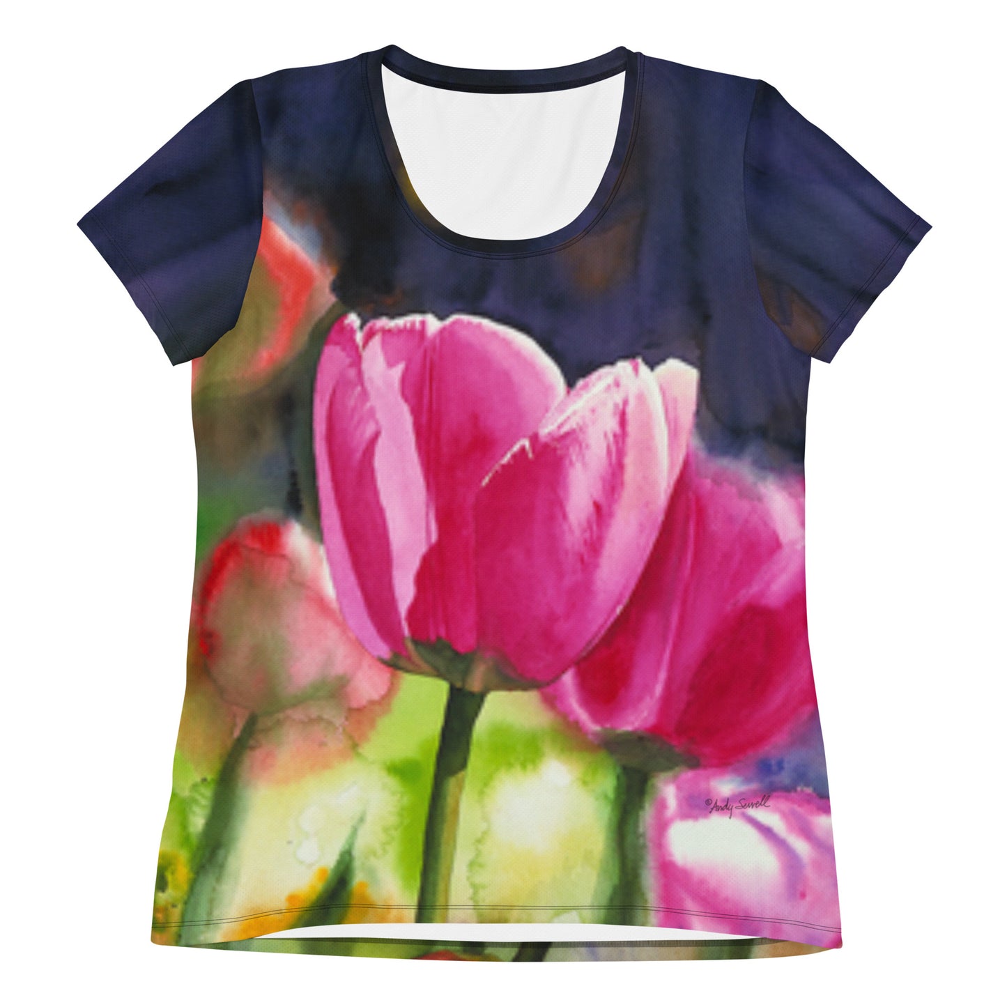 "Sunny Day Tulips" All-Over Print Women's Athletic T-shirt
