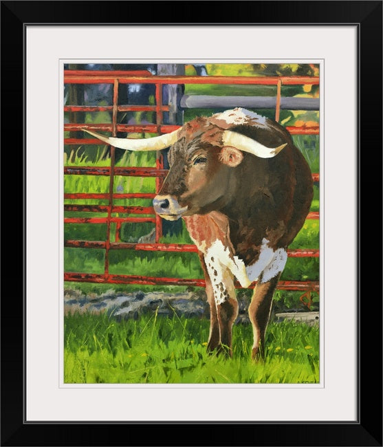 Texas Longhorn art print “Longhorn Ted” - Fine art Giclée print signed, Longhorn wall art, cow wall art