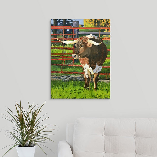 Texas Longhorn art print “Longhorn Ted” - Fine art Giclée print signed, Longhorn wall art, cow wall art