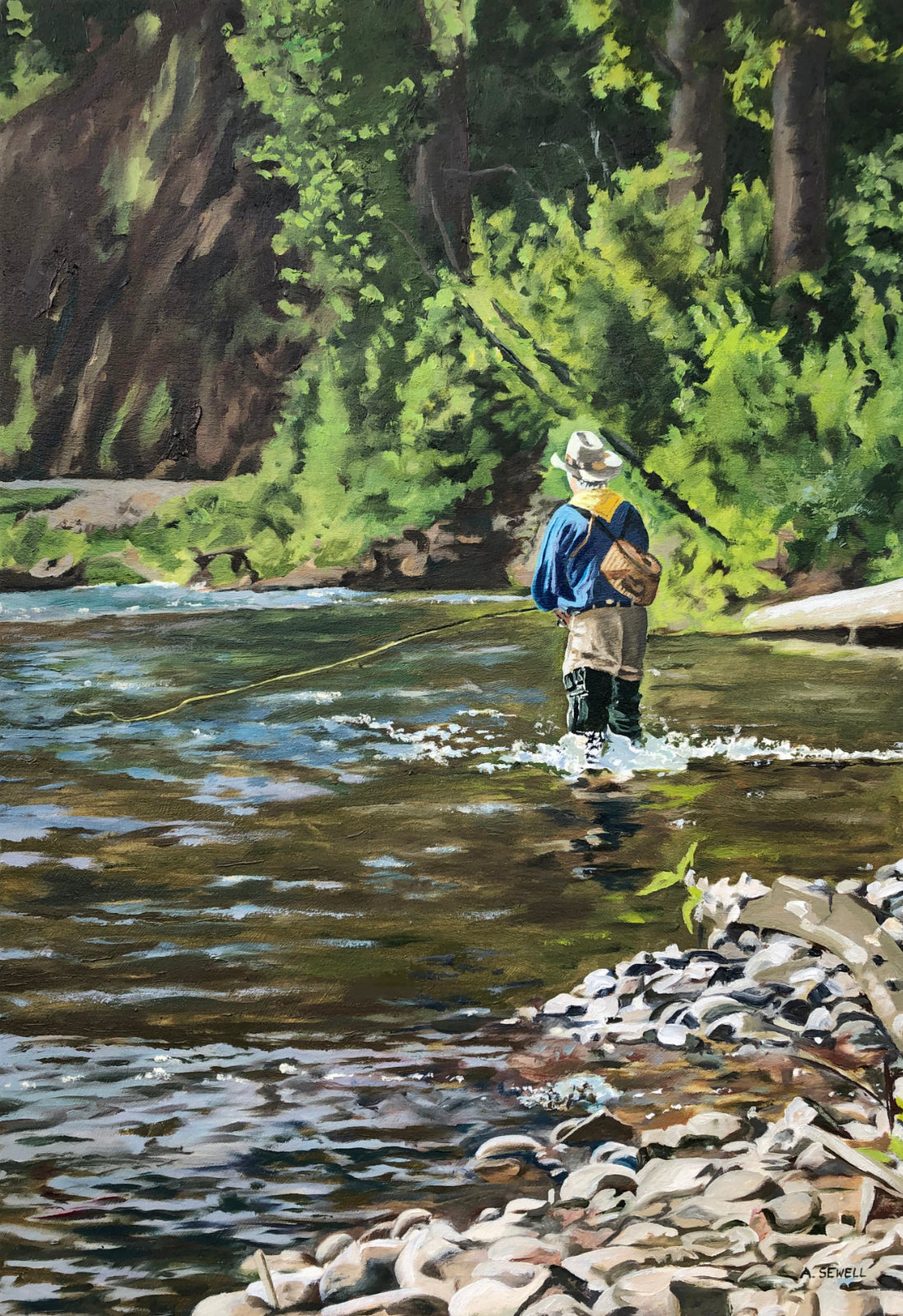 Wading and Waiting - 22x32 an Original Oil Painting or Open