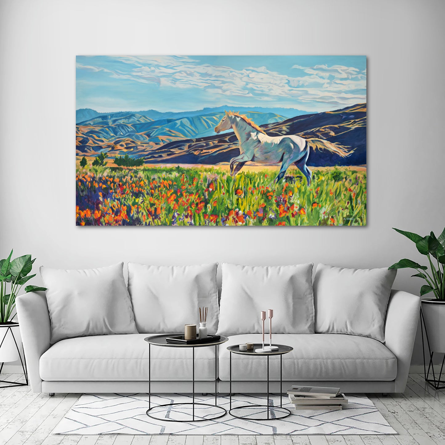 "Freedom in the Foothills"- 58"x35" Original oil on canvas or Giclée reprod. from oil painting.