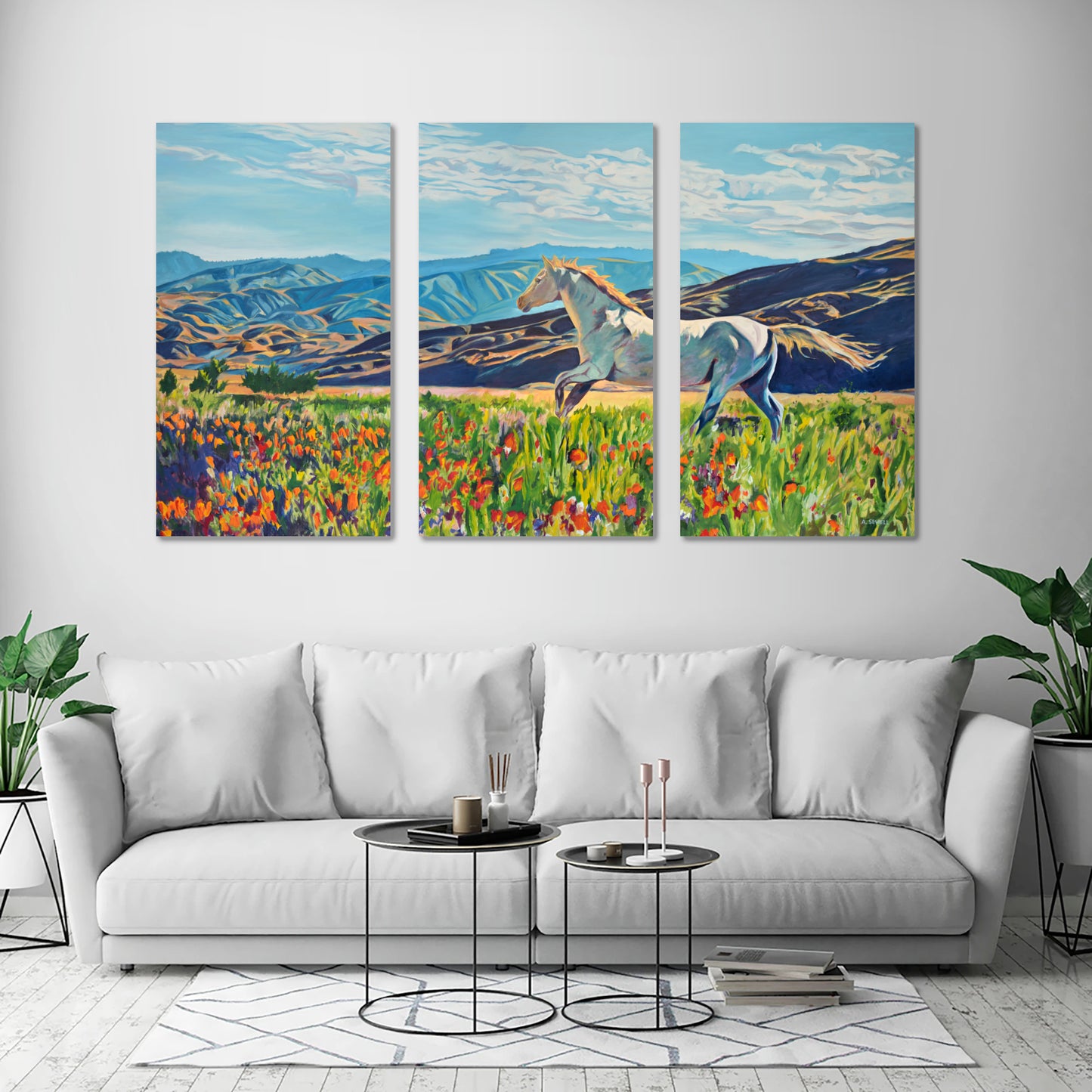 "Freedom in the Foothills"- 58"x35" Original oil on canvas or Giclée reprod. from oil painting.