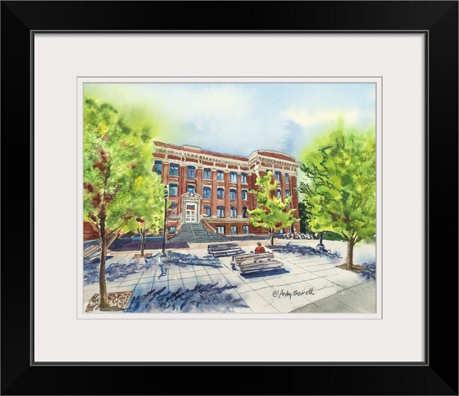 "University Springtime" WSU Wilson-Short Hall, a signed edition art print from watercolor