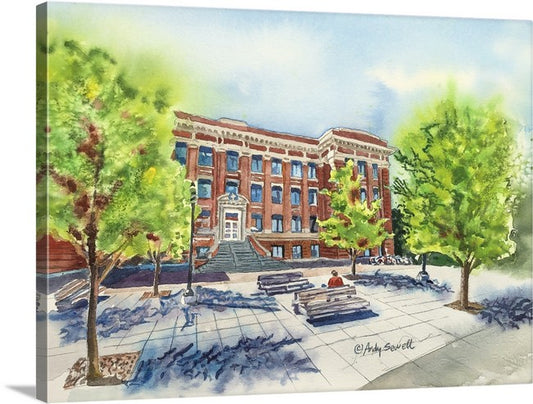 "University Springtime" WSU Wilson-Short Hall, a signed edition art print from watercolor