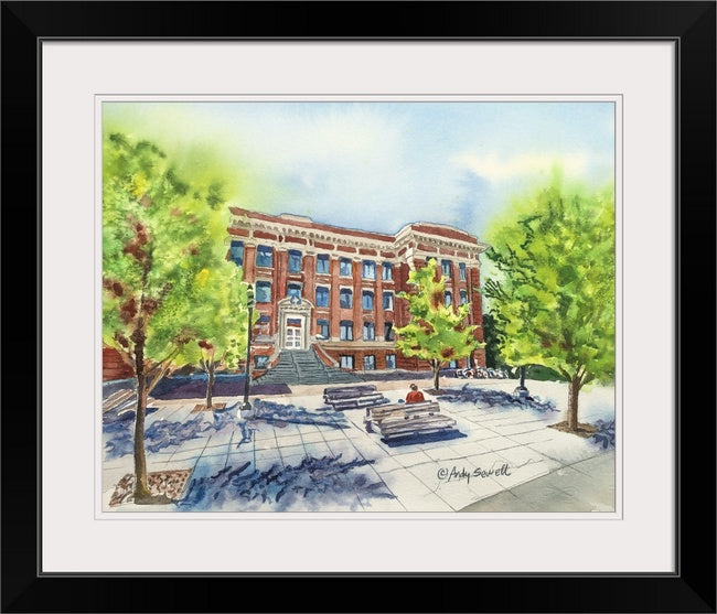 "University Springtime" WSU Wilson-Short Hall, a signed edition art print from watercolor