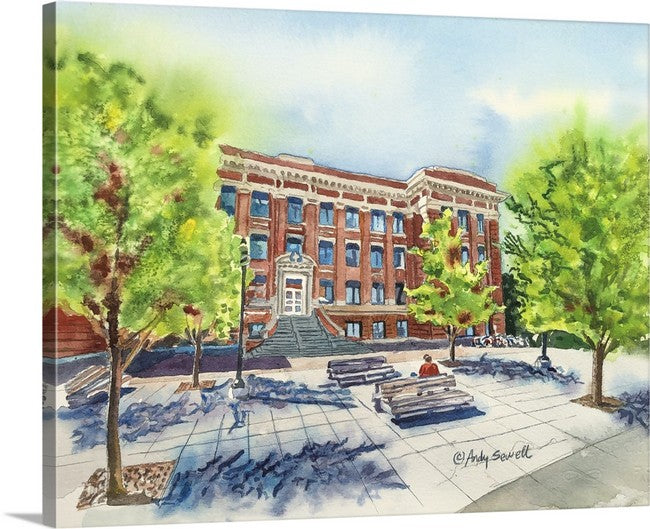 "University Springtime" WSU Wilson-Short Hall, a signed edition art print from watercolor