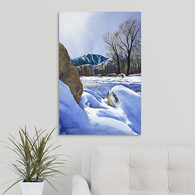 "Valley Winter Sun" - Ltd. edition Giclee reprod. from watercolor of Sun Valley's Bald Mtn.