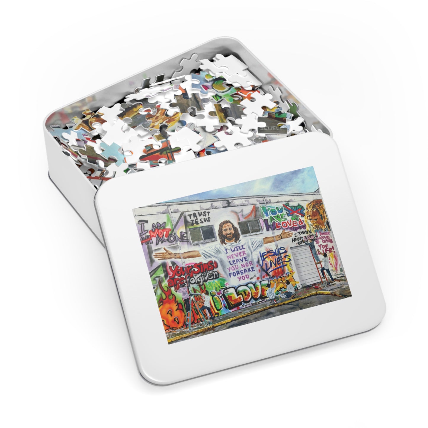 Jigsaw Puzzle in Tin Box: Painting Graffiti with Jesus