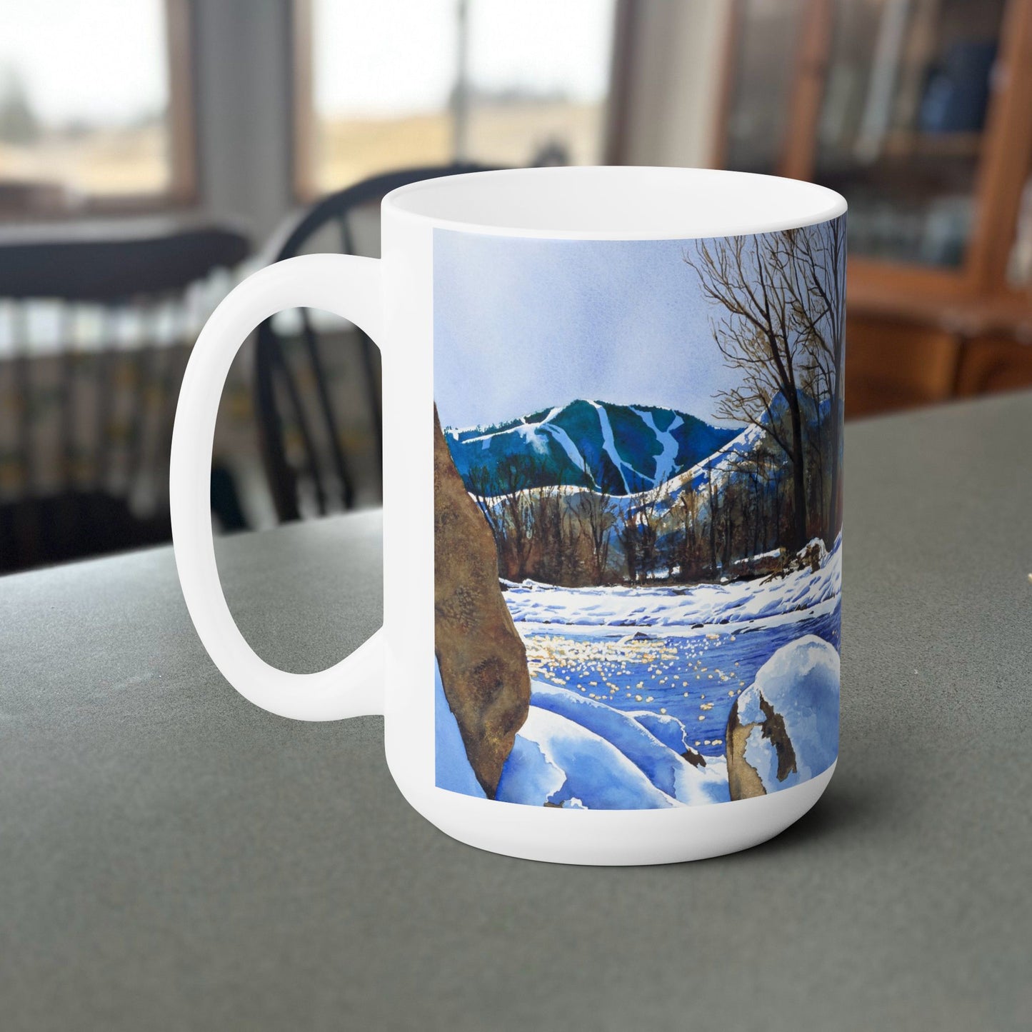 Fine Art Mug "Valley Winter Sun", 15 oz. Sun Valley "Baldy" Coffee Mug