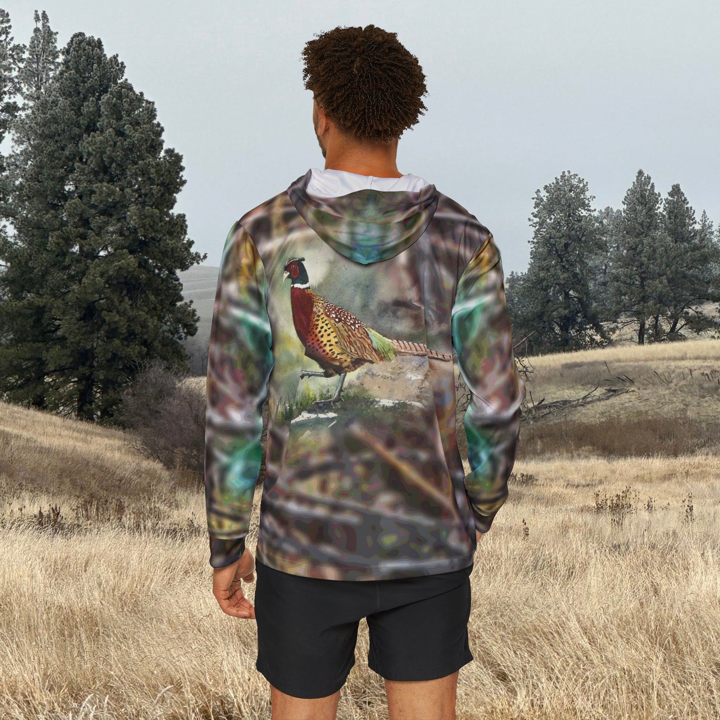 Hoodie - Andy's Pheasant Watercolor Camo Sports Hoodie for Men