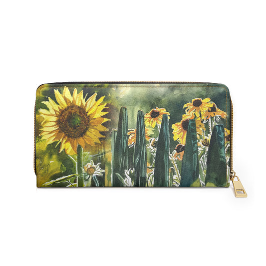 Zipper Wallet - Andy's "Sunflower" watercolor paintings